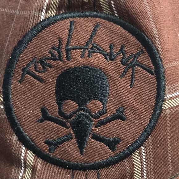 Tony Hawk skeleton embroidered plaid hat - Picture 2 of 4